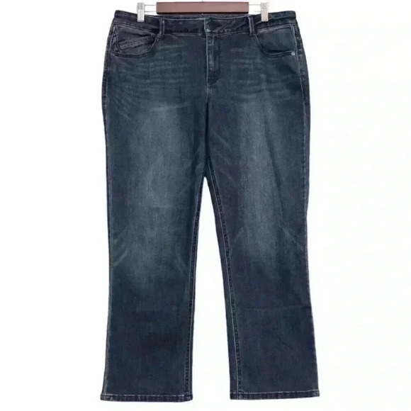 Democracy Flex-ellent Jeans Size 12 Straight Mid Rise Dark Wash Stretch Comfort - Picture 1 of 12